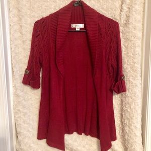 Burgundy short sleeve cardigan